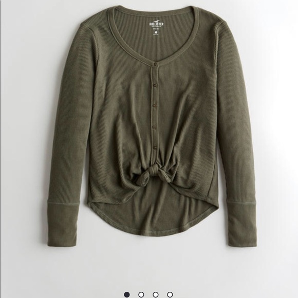 Button front waffle long sleeve - Picture 1 of 4